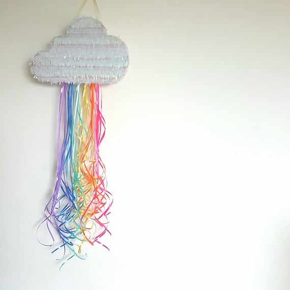 Rainbow Pull String Pinata for Pastel Birthday Decorations, Gender