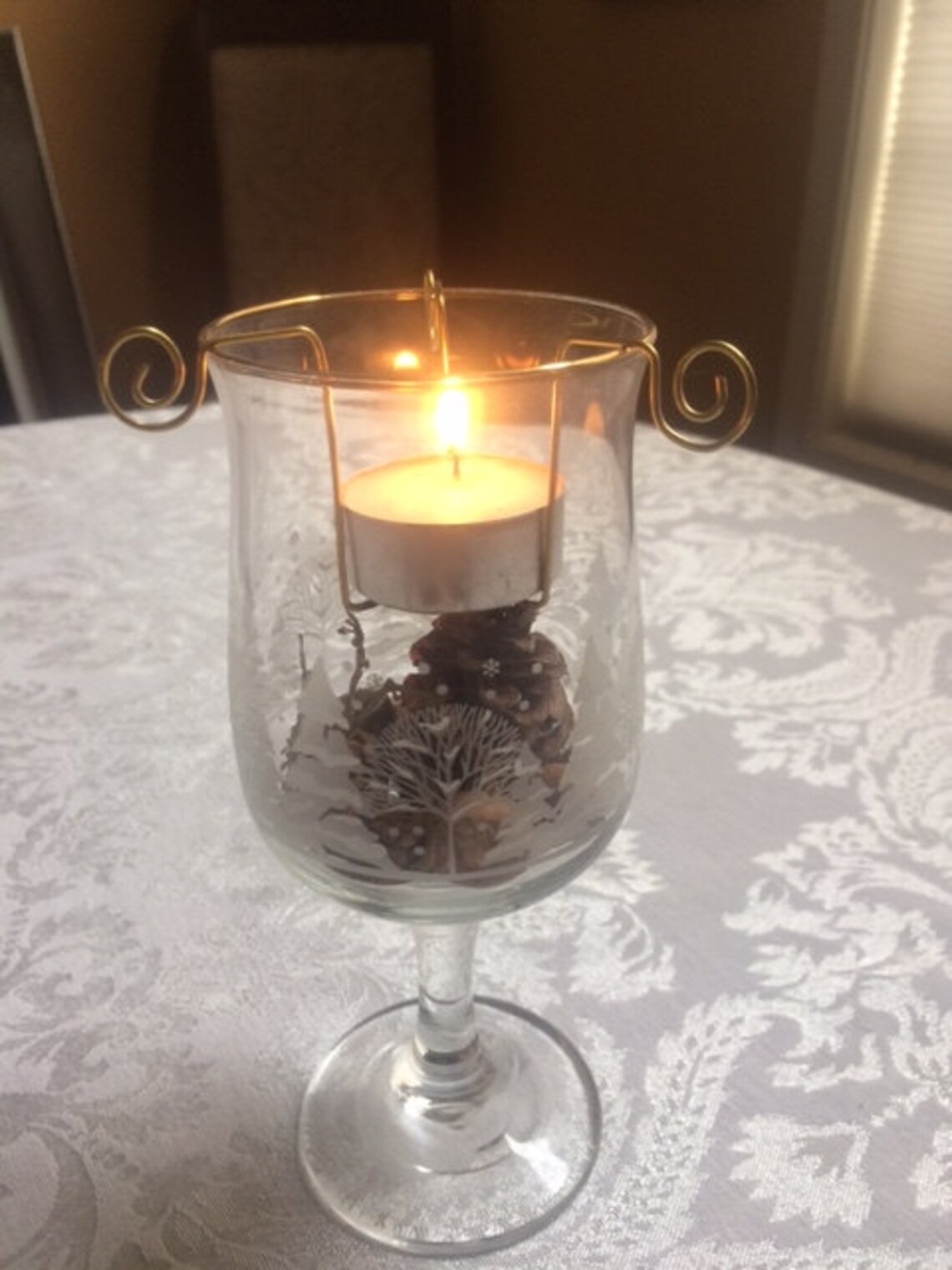 Wine Glass Tea Light Candle Holder Set of 2 Etsy