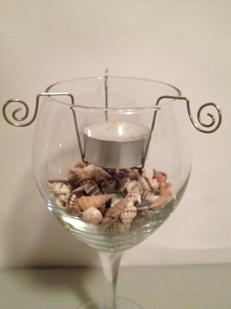 Wine glass tea light candle holder set of 2 Etsy