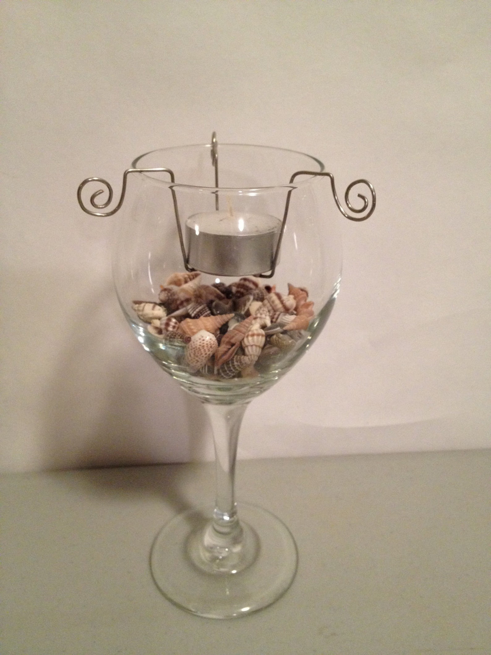 Wine glass tea light candle holder set of 2 Etsy