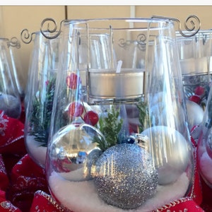 Wine glass tea light candle holder set of 2