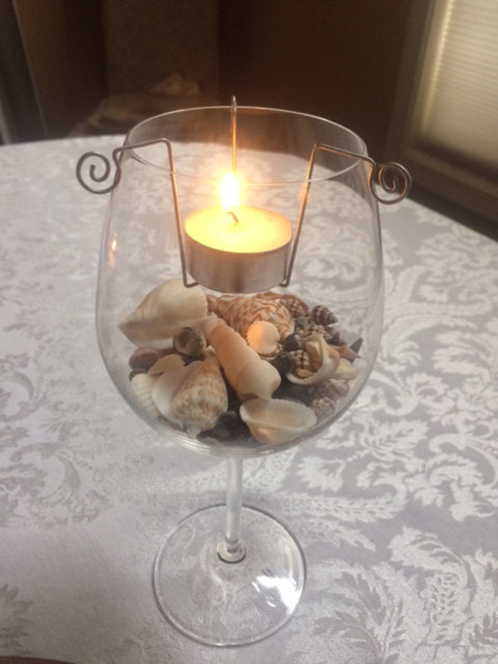 Wine Glass Tea Light Candle Holder Set of 2 Etsy