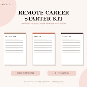 Remote Job Resume Template Kit, ATS , Career Change, Cover Letter & Interview Prep