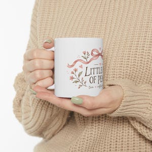 Mok met een vredesmotief | Leuke roze koffiemok met strik | Koffie- en theekopje | Koket bloemenmok | Cadeau voor haar | Gezellige mok