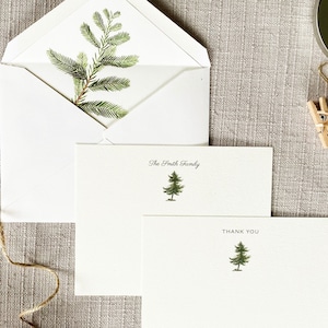 Pine Tree Note Cards with Envelopes Set of 24 Evergreen Notecards Christmas Cards Winter Notecards Rustic Gift for Friend image 1