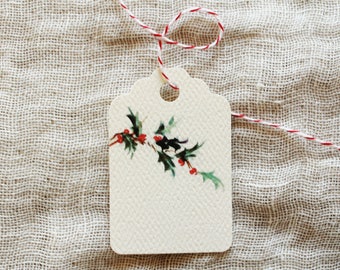 Holiday Gift Tag // Christmas Gift Tag // Holly // Green Red // Mistletoe