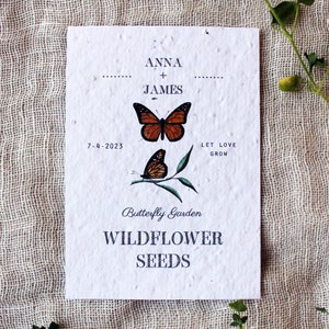 Butterfly Wildflower Seed Favors Sustainable Favors Seed Packets Custom Seed Paper Favors Sustainable Wedding Favors Zero Waste image 2