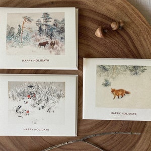 Cartes des Fêtes Woodland, rustique, lot de 3 avec enveloppes