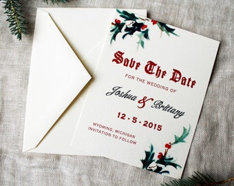 Christmas Wedding Save the Date Cards | Mistletoe Wedding Suite | Holiday Save the Date Handmade | December Wedding Save the Date Download