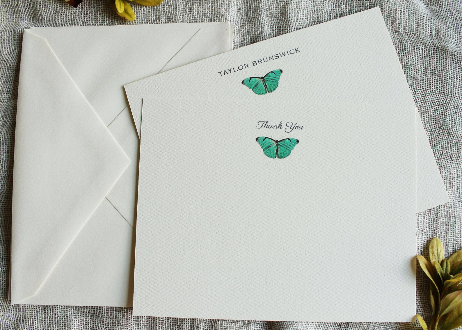 Blue Butterfly Note Cards With Envelopes | Set of 24 Personalized ...