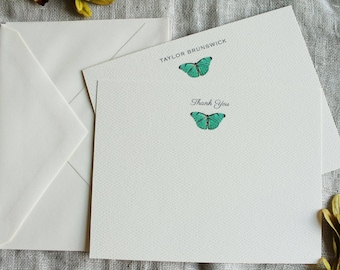 Blue Butterfly Note Cards with Envelopes | Set of 24 Personalized Notecards Handmade | Woodland Greeting Cards Blank | Gift for Friend