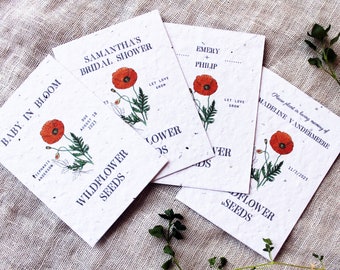 Poppy Wedding Favors | Wildflower Seed Favors | Sustainable Favors | Seed Packets | Custom Seed Favors | Seeded Paper Favors | Custom Favors