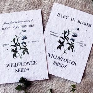 Blue Flower Seed Favors | Sustainable Favors | Seed Packets | Custom Wildflower Seed Paper Favors | Memorial Favors | Baby Shower Favors