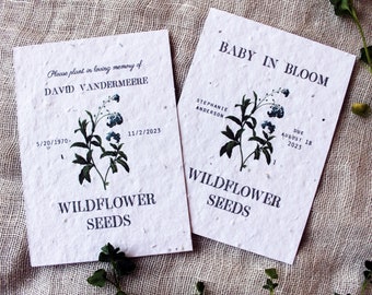 Blue Flower Seed Favors | Sustainable Favors | Seed Packets | Custom Wildflower Seed Paper Favors | Memorial Favors | Baby Shower Favors