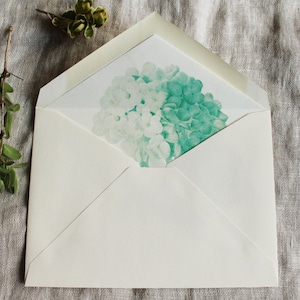 Doublures d'enveloppe d'hortensia bleu | Enveloppes doublées Floral | Doublures d'enveloppes imprimables a7 | Enveloppes lignées a2 | Doublure d'enveloppe botanique
