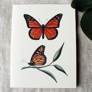 10 Schmetterling Klappkarten mit Umschlägen | Monarch Grußkarten Set | Botanische Karten Handmade | Frühling Grußkarten | Blankokarten Natur