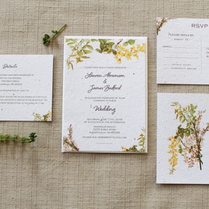 Eco-friendly Seed Paper Wedding Invite | Handcrafted with Wildflower Seeds