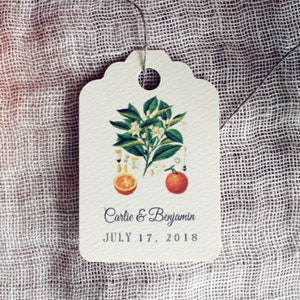 Oranjebloesem Gunst Tags | Botanische Bruiloft Gift Tags gepersonaliseerde | Vintage Bruids douche papier tags aangepaste | Rustieke Baby Shower Hang Tag