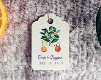 Oranjebloesem Gunst Tags | Botanische Bruiloft Gift Tags gepersonaliseerde | Vintage Bruids douche papier tags aangepaste | Rustieke Baby Shower Hang Tag