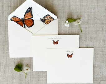 Monarch Butterfly Stationery Notecards - Set of 24 Note Cards with Envelopes - Handmade Custom Greeting Cards - Nature Inspired Gift