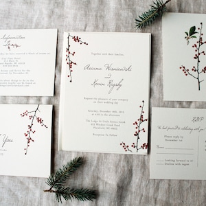 Beere Hochzeitseinladung Set | Winter-Hochzeits-Einladungs-Set | Urlaub Hochzeit Einladungen gedruckt | Weihnachtliche Hochzeitseinladungen Digital