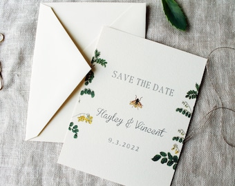 Bee Wedding Save The Date Cards | Honey Bee Wedding Save The Date Handmade | Garden Wedding Save the Date Printable | Woodland Save the Date