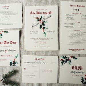 Christmas Wedding Invitation Set Winter Wedding Invitation Digital Holiday Wedding Invitations Handmade Mistletoe Decor image 4