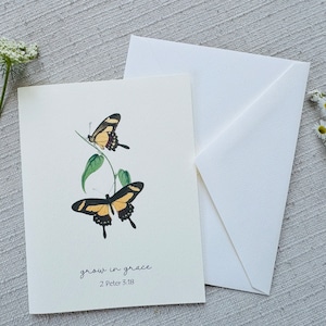 10 tarjetas de fe mariposa plegada en blanco con sobres / juego de tarjetas de felicitación en blanco hecho a mano