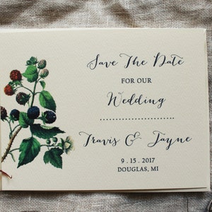 Blackberry Save the Date Cards / Berry Wedding Save the Date Stampabile / Rustic Garden Wedding Save the Date Handmade / Woodland Wedding
