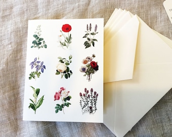 10 Floral Greeting Cards | Floral Blank Cards | Floral Cards | Floral Notecards | Floral Note Cards | Blank Cards Set | Cards With Envelopes