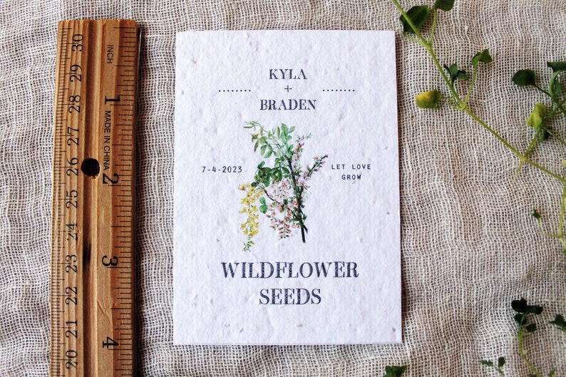 Wildflower Seed Favors Sustainable Favors Seed Packets Custom Seed Paper Favors Sustainable Wedding Favors Seeded Paper Favor image 1