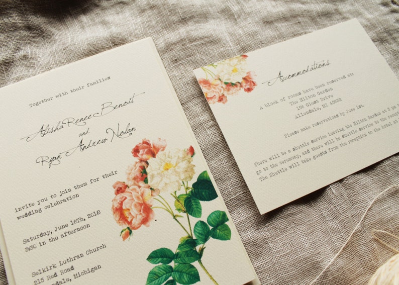 Pink Floral Wedding Invitations Downloadable Blush Rose Garden Wedding Invitations Printed Pink Rose Wedding Invitation Collection