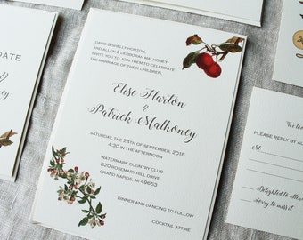 Apple Wedding Invitation Set | Fall Wedding Invitations Handmade | Autumn Wedding Invite Digital Download | Apple Orchard Wedding Invitation