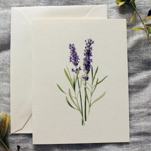 Cartes de correspondance pliées fleur de lavande avec enveloppes, lot de 10