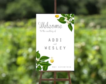 Lemon Wedding Event Welcome Sign - Printable Template