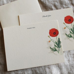 Notitiekaarten rode klaproos met enveloppen | Set van 24 kaartenset oranje klaproos | Aangepaste wenskaarten handgemaakt | Cadeaus voor moeder | Cadeau voor haar