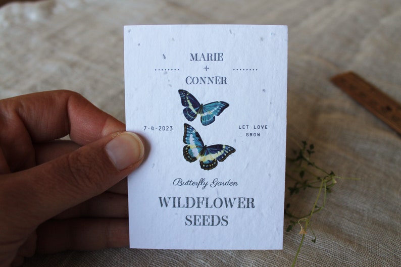 Butterfly Wildflower Seed Favors Sustainable Favors Seed Packets Custom Seed Paper Favors Sustainable Wedding Favors Zero Waste image 3