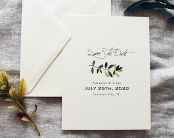 Olive Branch Wedding Save The Date Cards | Greenery Wedding Save the Date Download | Botanical Save the Date Handmade | Rustic Save the Date