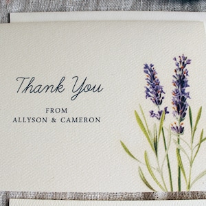Lavendel Danksagungskarten | Hochzeit Danke-Karten-Set | Lila Brautparty Danke zu kardieren | Blumen Babyparty Dankeskarten