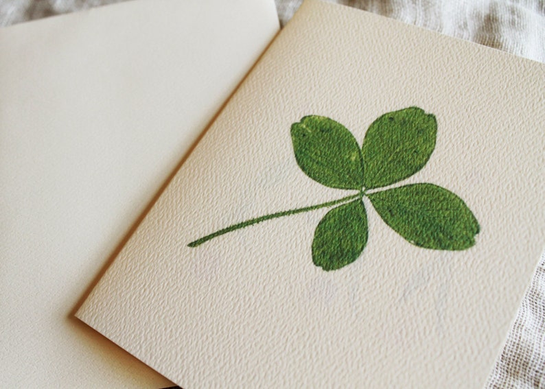 Good Luck Cards Set of 10 Four Leaf Clover Cards with Envelopes St Patrick's Day Greeting Cards Set St Patrick's Day Gift Irish Card image 2