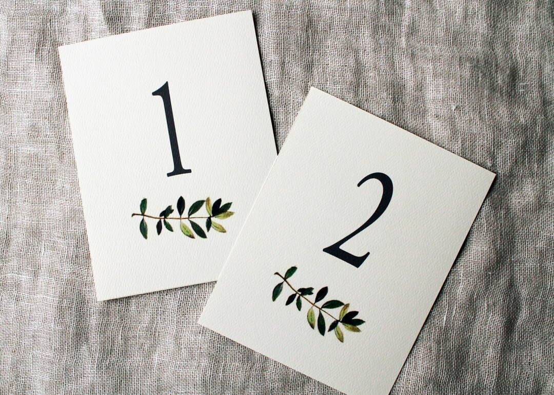 Olive Branch Wedding Table Numbers | Greenery Table Numbers Printable ...