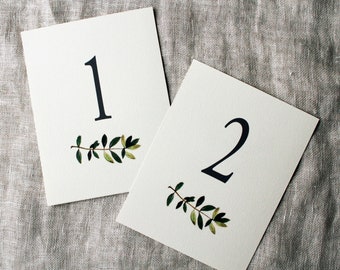 Olive Branch Wedding Table Numbers | Greenery Table Numbers Printable | Leafy Table Numbers Template | Tree Branch Table Numbers DIY