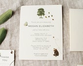 Woodland Baby Shower Template Invitation Suite | Editable Vintage Baby Shower Invitation Woodland Tree Bear Honey Bee | DIY Woodland Animals
