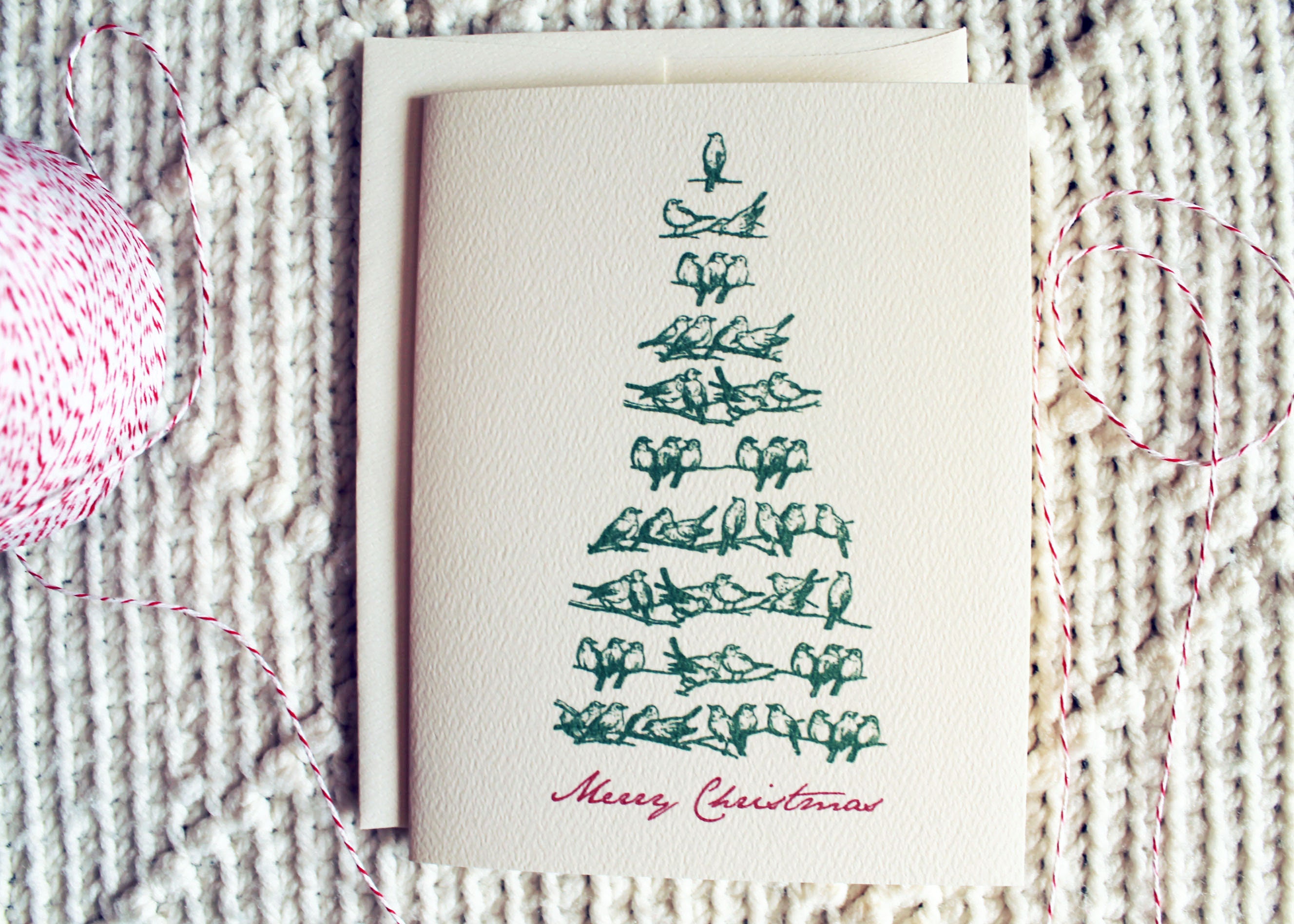 Christmas Cards Birds Tree Set of 10