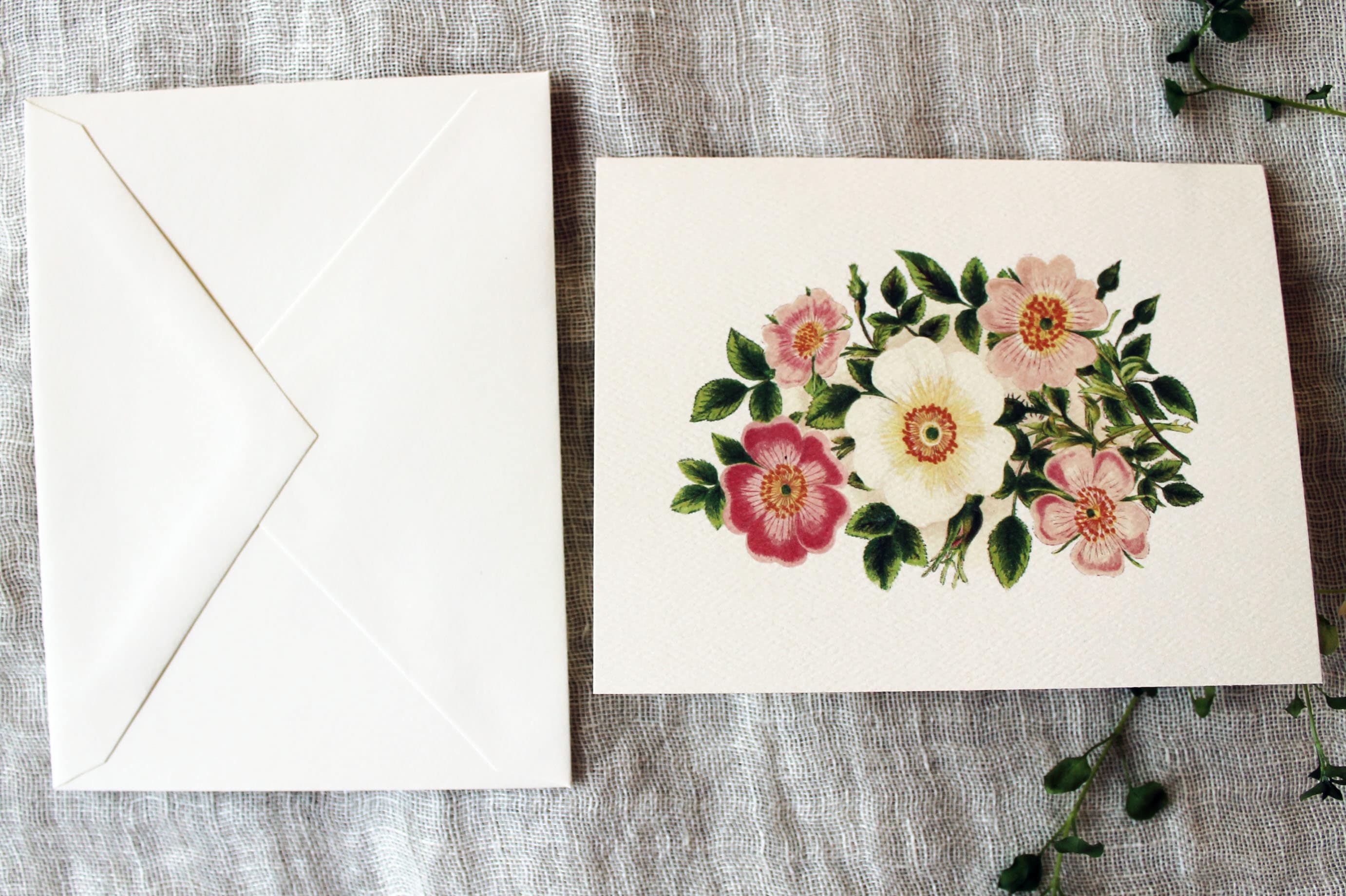 Pink Flower Greeting Cards With Envelopes | Floral Blank Greeting Cards ...