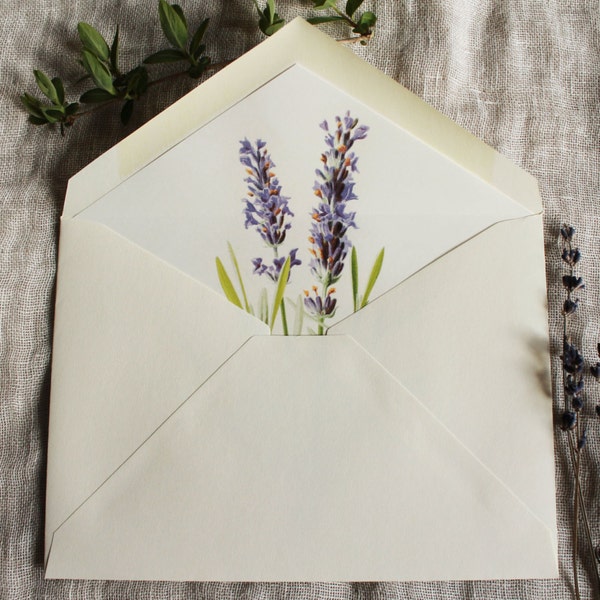 Lavender Envelope Liners | Floral Lined Envelopes a7 | Botanical Envelope Liners a2 | Printable Envelope Liner | Envelope Liners Download