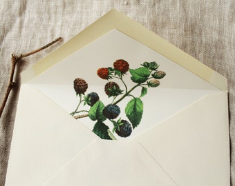 Blackberry Envelope Liners | Botanical Lined Envelopes a2 | Printable Envelope Liner a7 | Rustic Wedding Invitation Envelope Liner Greenery