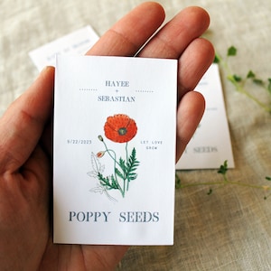 Poppy Seed Packet Envelopes Wedding Favors | SEEDS NOT INCLUDED Baby Shower Favor | Bridal Shower Seed Packet Favors | Funeral Favor