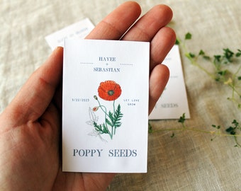 Poppy Seed Packet Envelopes Wedding Favors | SEEDS NOT INCLUDED Baby Shower Favor | Bridal Shower Seed Packet Favors | Funeral Favor