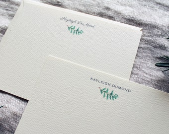 Pine Branch Note Cards with Envelopes | Set of 24 Evergreen Personalized Notecards Handmade | Rustic Note Card Set | Winter Greeting Cards